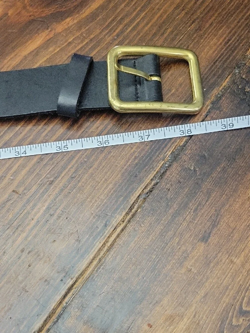 Anthropologie Black Leather Logo-Stamped Belt